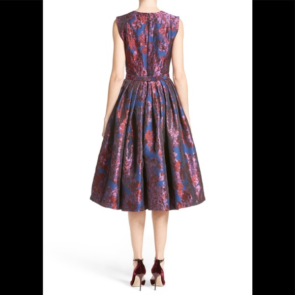 Badgley mischka floral jacquard fit n flare dress - Picture 2 of 5